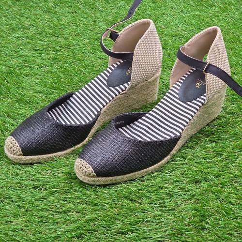 Women black woven wedge - women's,