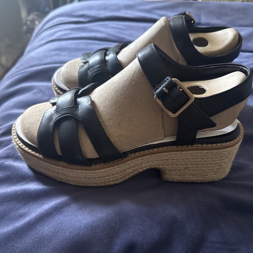 Clarks black leather sandals - black,