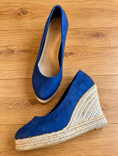Navy blue espadrille wedge - navy,