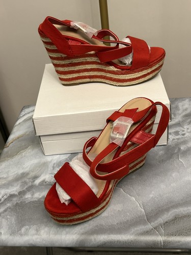 Red espadrille wedge sandals - espadrille,