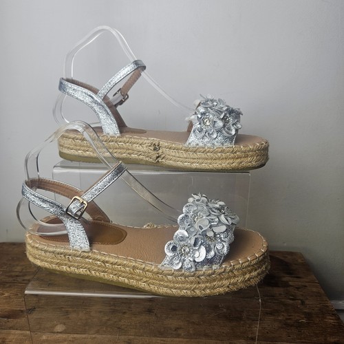 Silver espadrille strappy