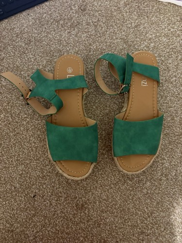 Linzi green suede espadrille - green,