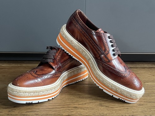 Prada brown brogue leather - prada,