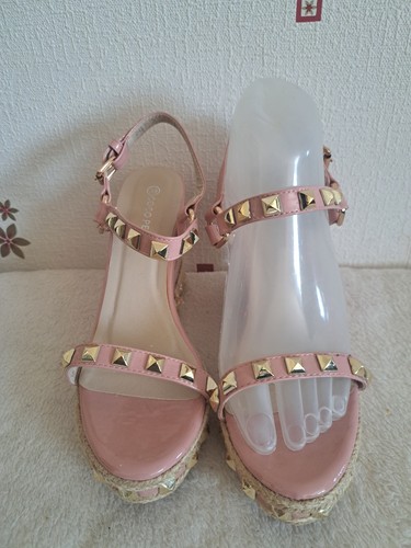 Womens pink studded wedge - womens,