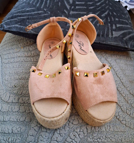 Pink faux suede studded - suede,
